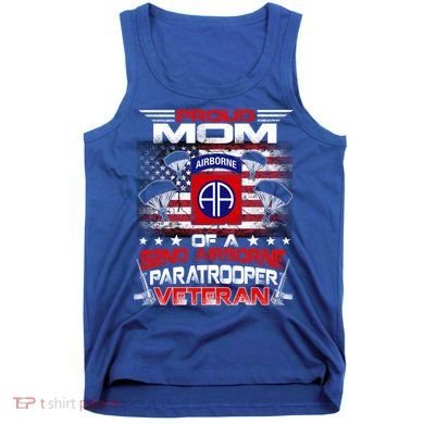 Proud Mom 82nd Airborne Paratrooper Veteran Flag Gift Tank Top