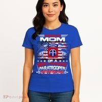 Proud Mom 82nd Airborne Paratrooper Veteran Flag Gift Women's T-Shirt thumb 4