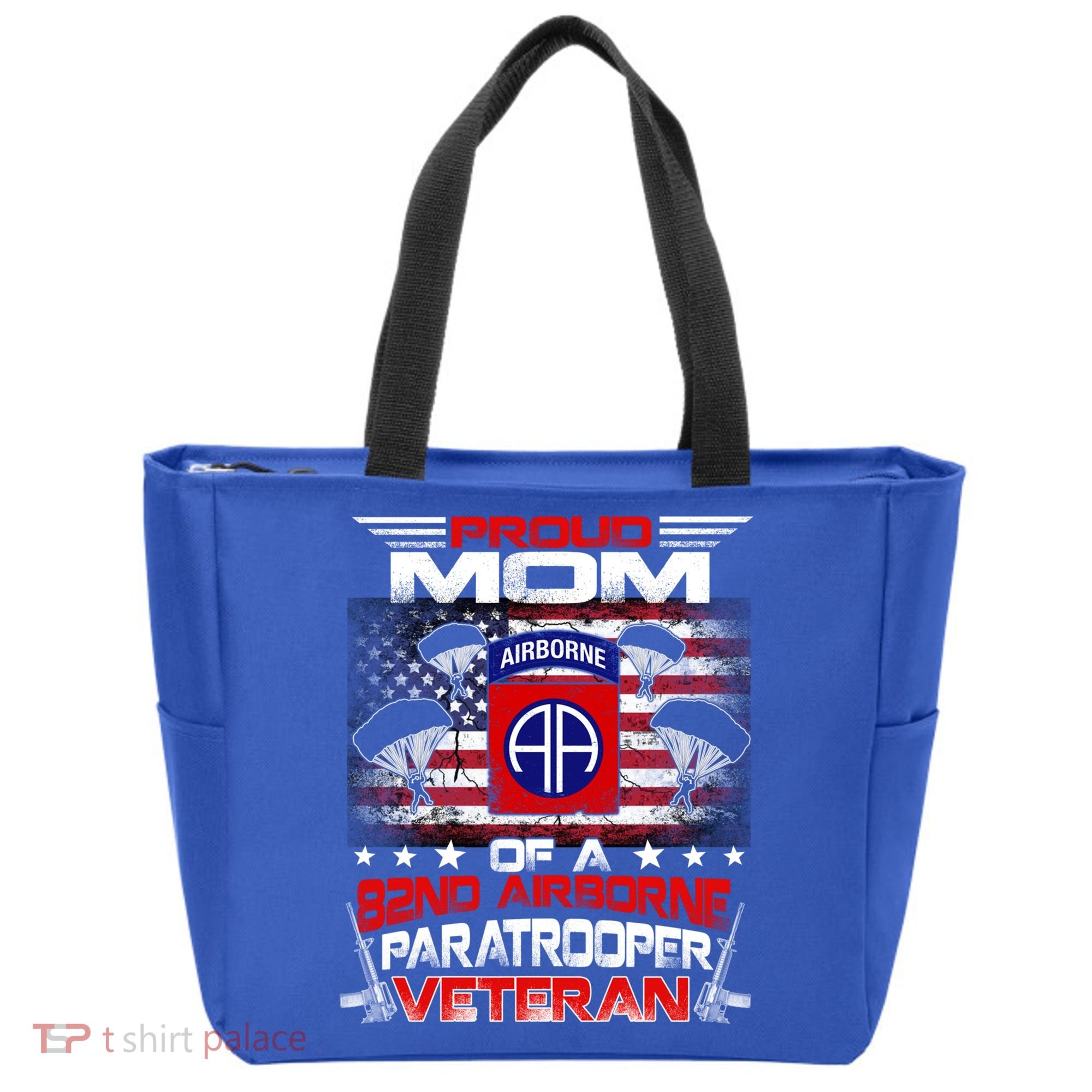 Proud Mom 82nd Airborne Paratrooper Veteran Flag Gift Tote Bag