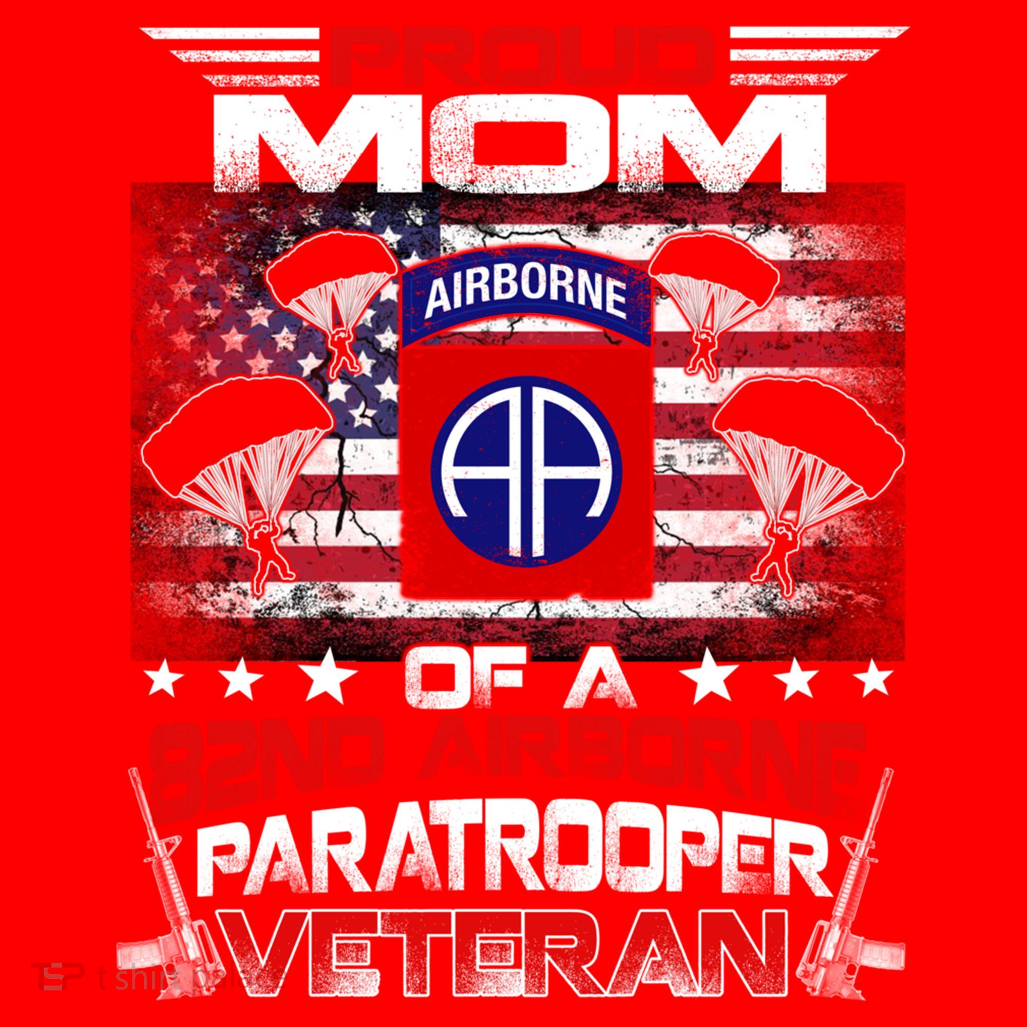 Proud Mom 82nd Airborne Paratrooper Veteran Flag Gift Santa Hat