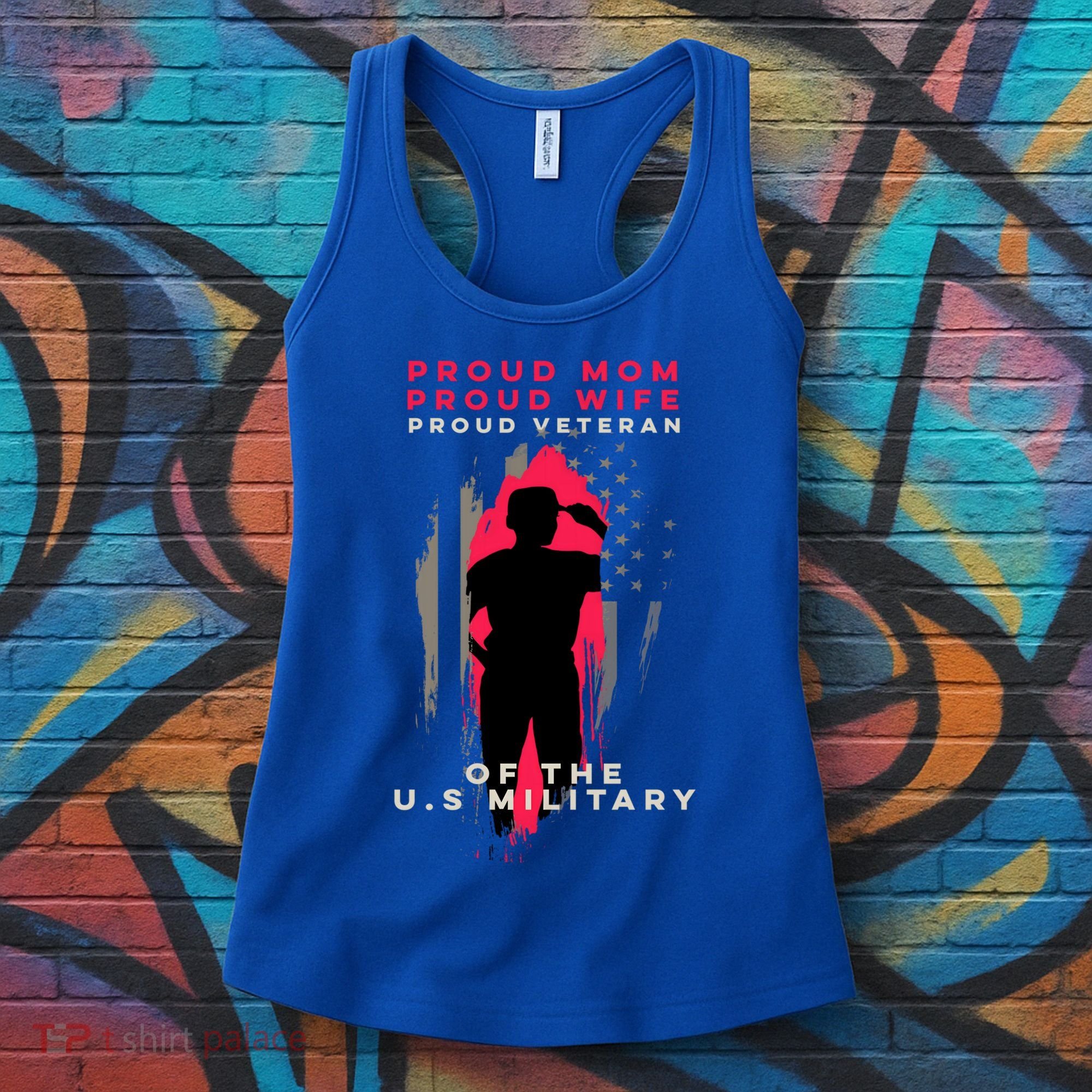 Proud Mom And Wife Gift Veteran Gift Military Support Gift Women's Tank Top