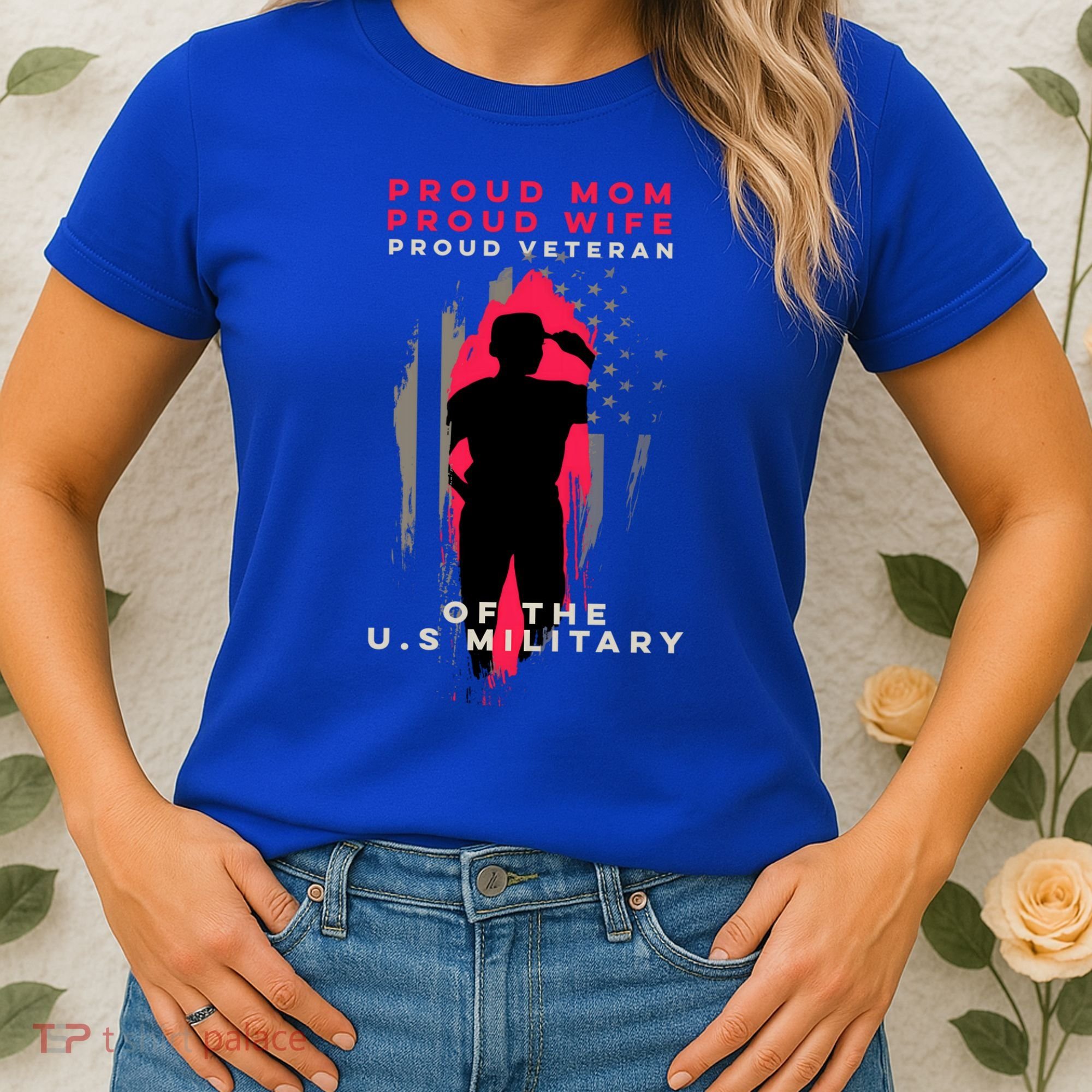 Proud Mom And Wife Gift Veteran Gift Military Support Gift Women's T-Shirt