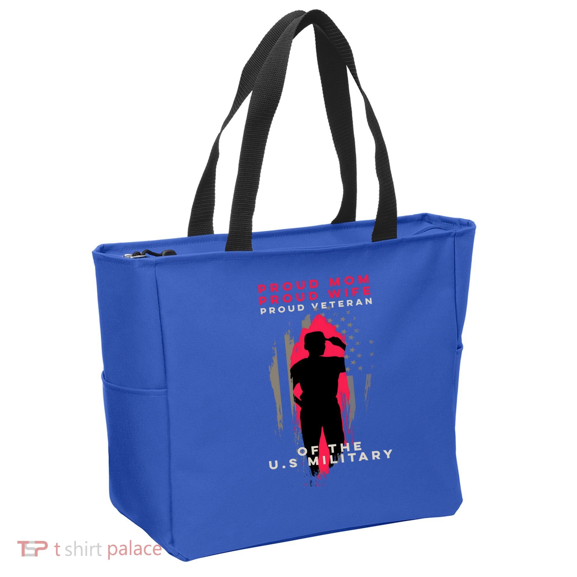 Proud Mom And Wife Gift Veteran Gift Military Support Gift Tote Bag