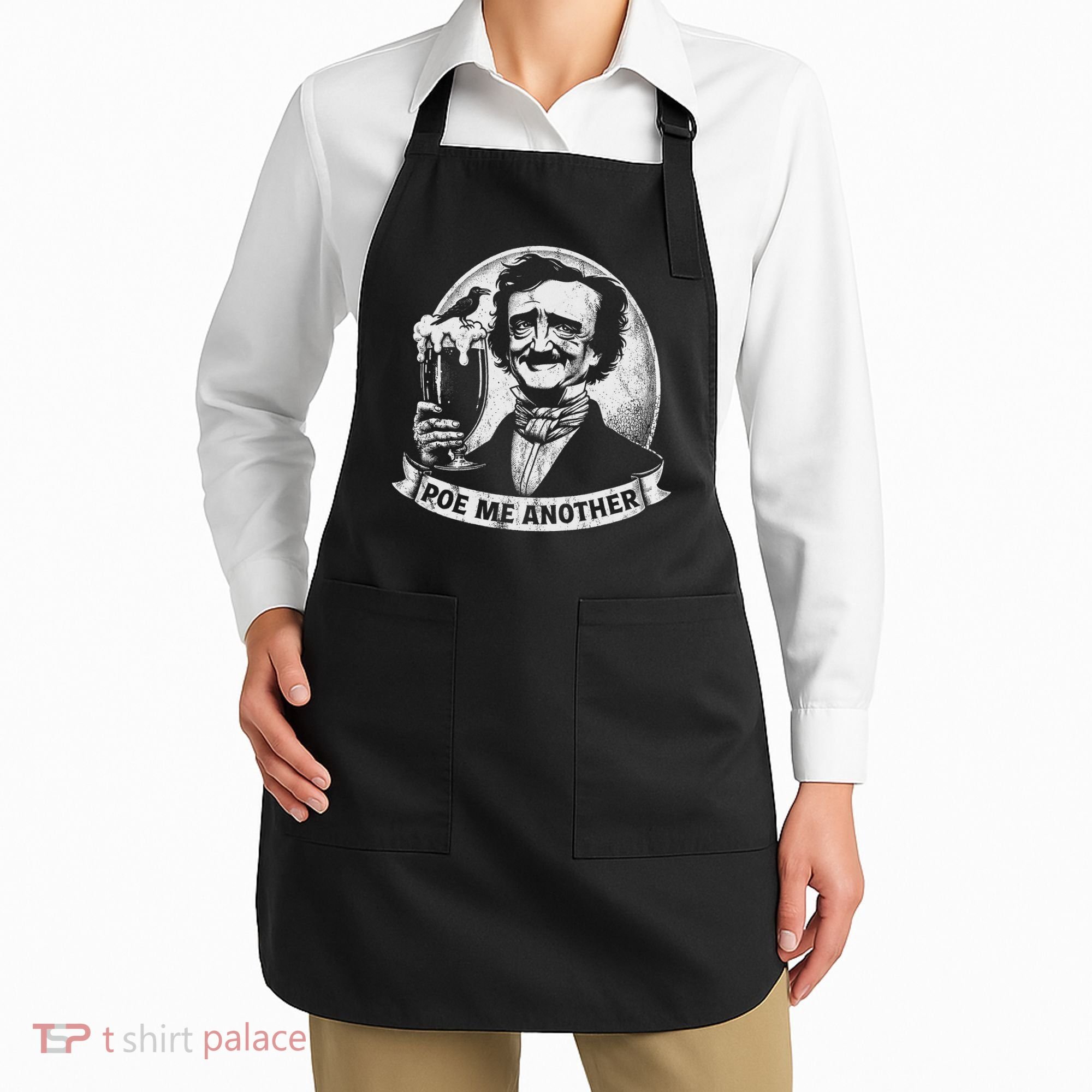 Poe Me Another Distressed Edgar Allan Poe Drinking Beer Apron