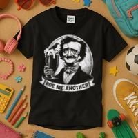 Poe Me Another Distressed Edgar Allan Poe Drinking Beer Kids T-Shirt thumb 3