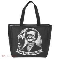 Poe Me Another Distressed Edgar Allan Poe Drinking Beer Tote Bag thumb 0