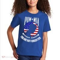 Pow Mia American Flag You Are Not Forgotten Kids T-Shirt thumb 2