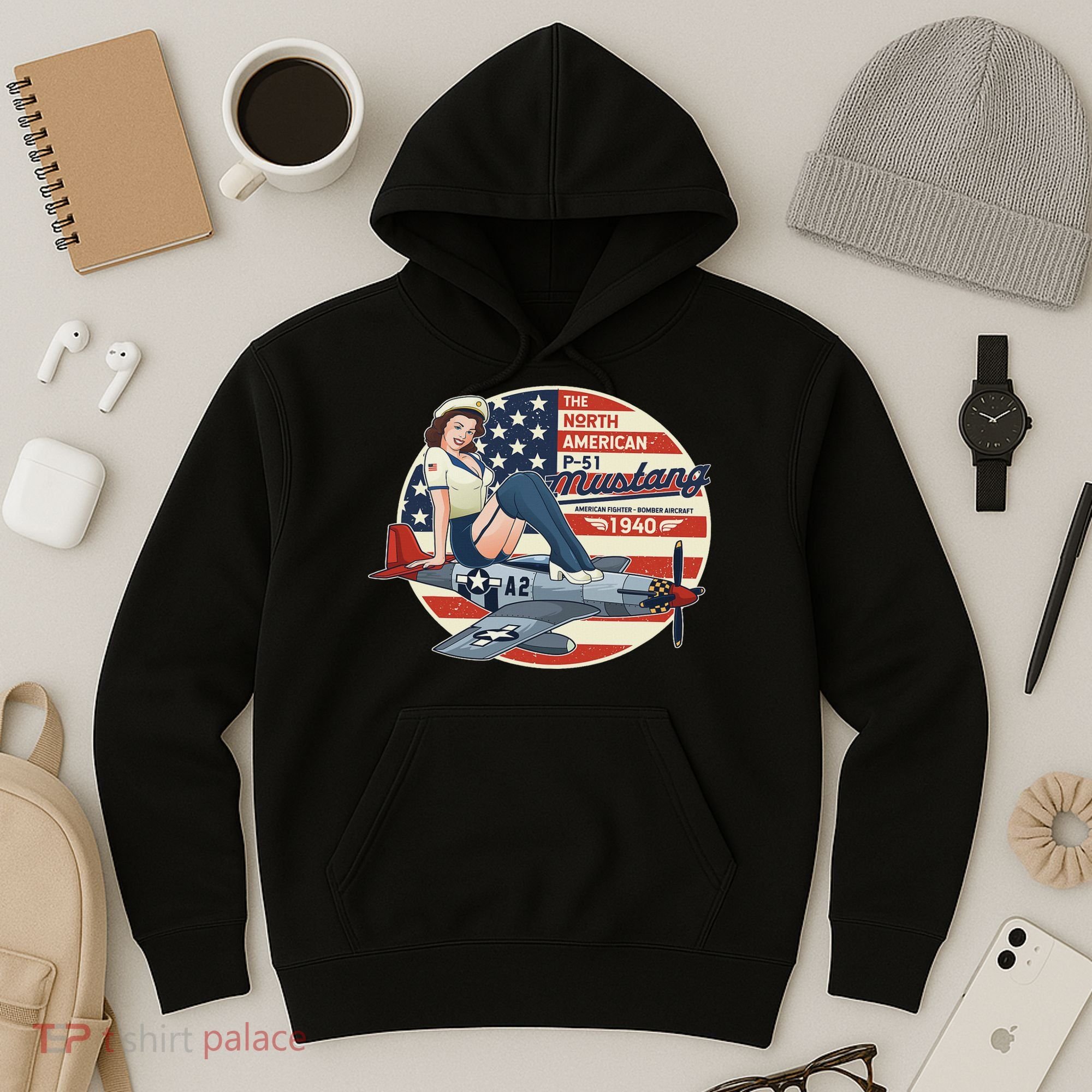P51 Mustang Airplane S For Wwii Pinup Hoodie