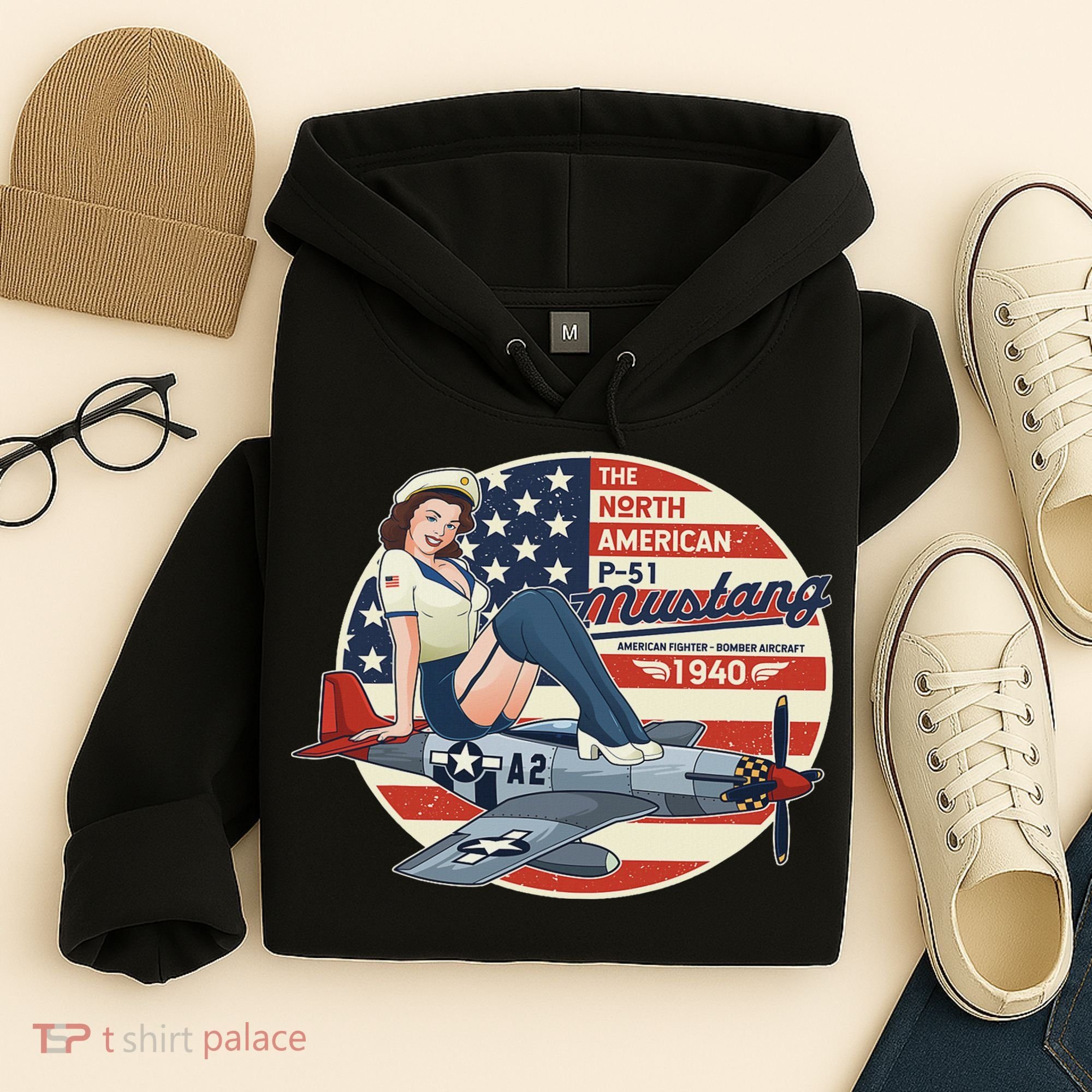 P51 Mustang Airplane S For Wwii Pinup Hoodie