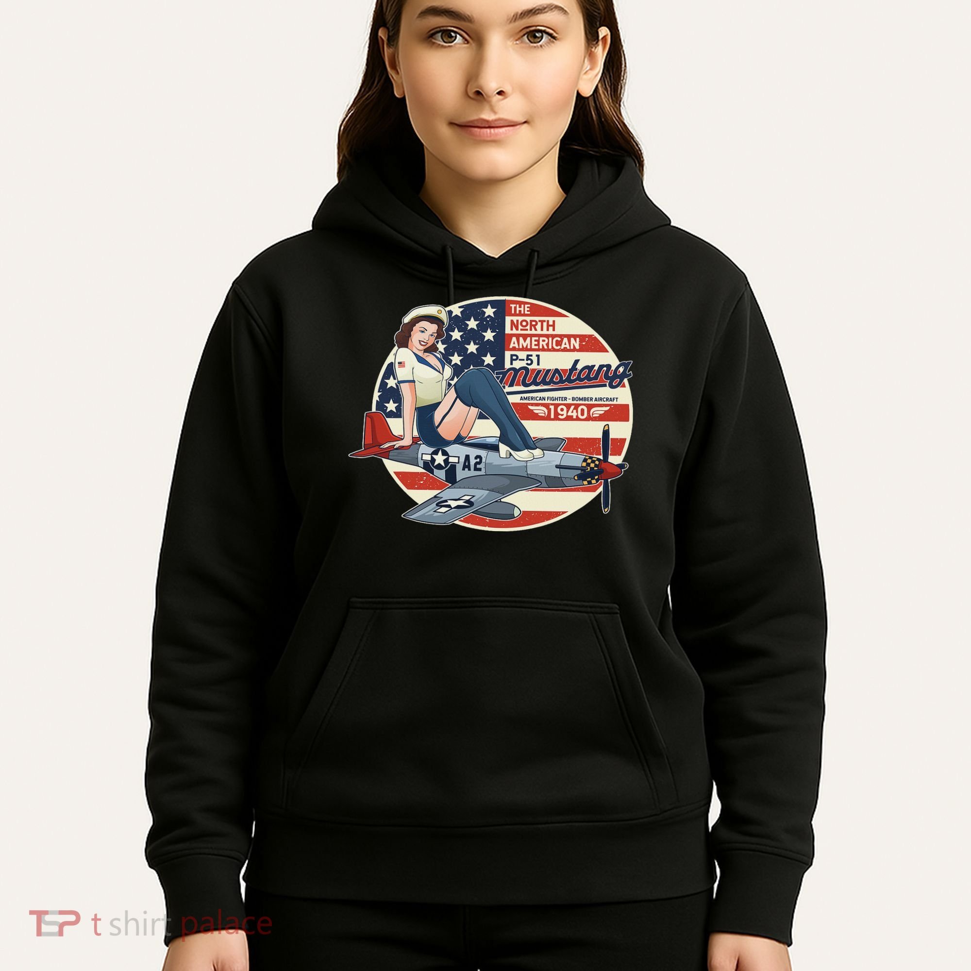P51 Mustang Airplane S For Wwii Pinup Hoodie