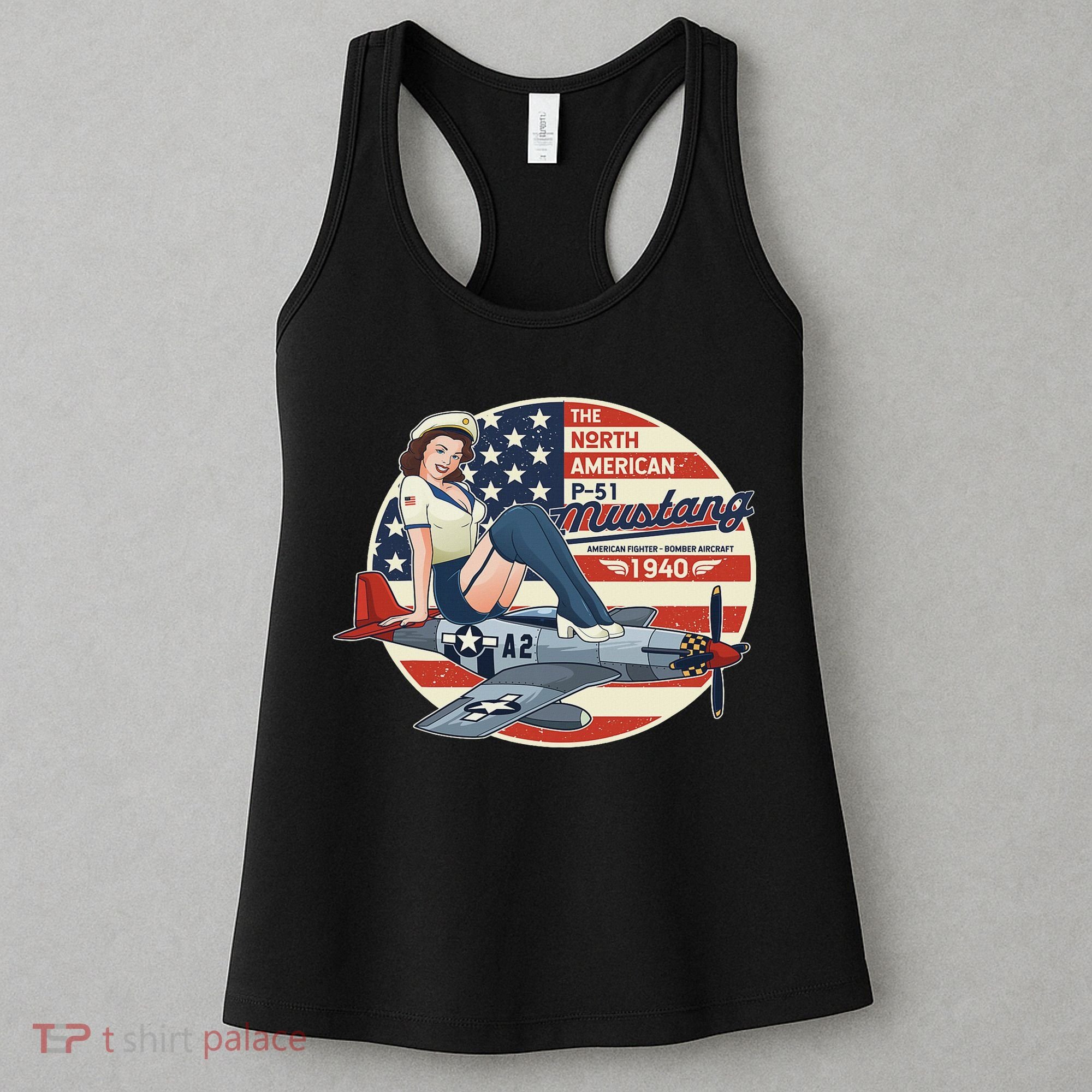 P51 Mustang Airplane S For Wwii Pinup Women's Tank Top