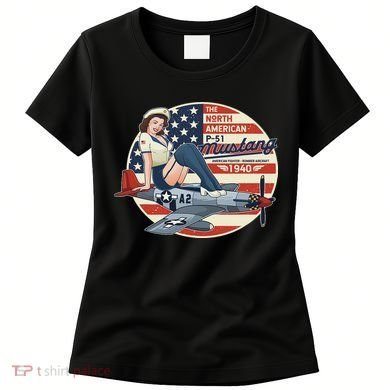 P51 Mustang Airplane S For Wwii Pinup Women's T-Shirt