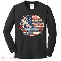 P51 Mustang Airplane S For Wwii Pinup Kids Long Sleeve Shirt thumb 0
