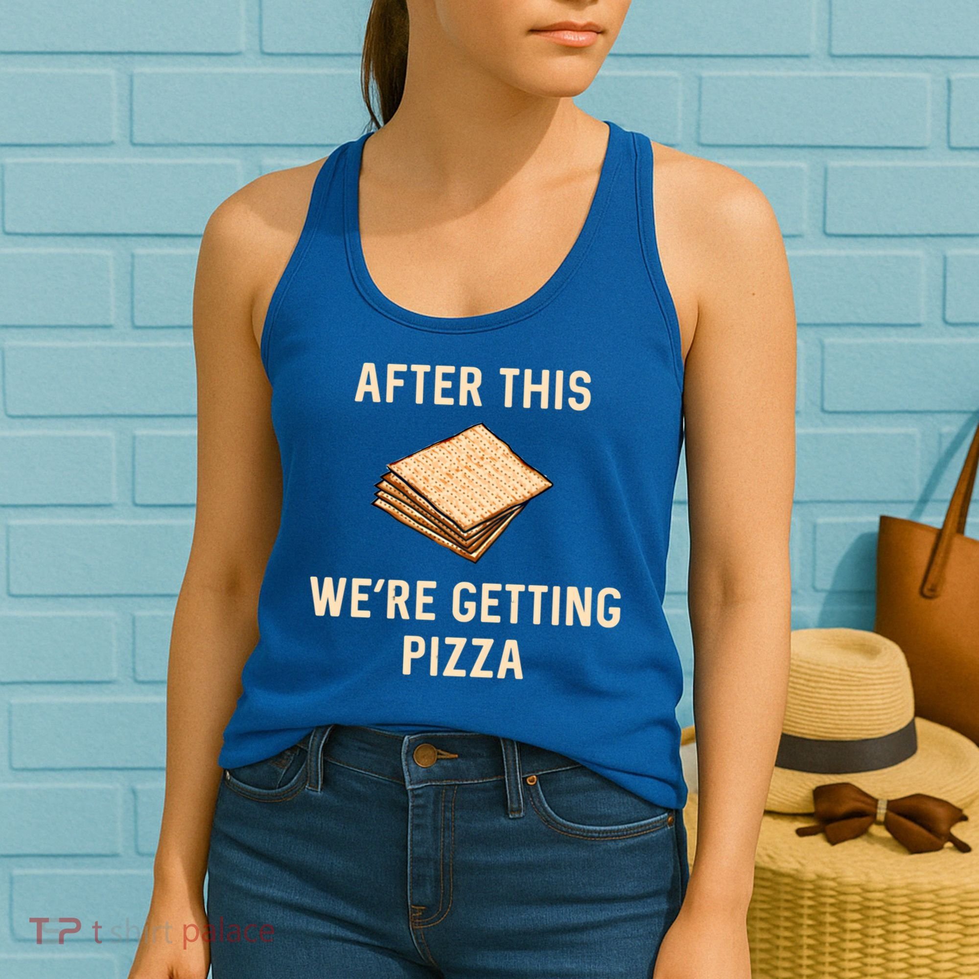 Passover Matzah After This We're Getting Pizza Jewish Matzo Gift Women's Tank Top