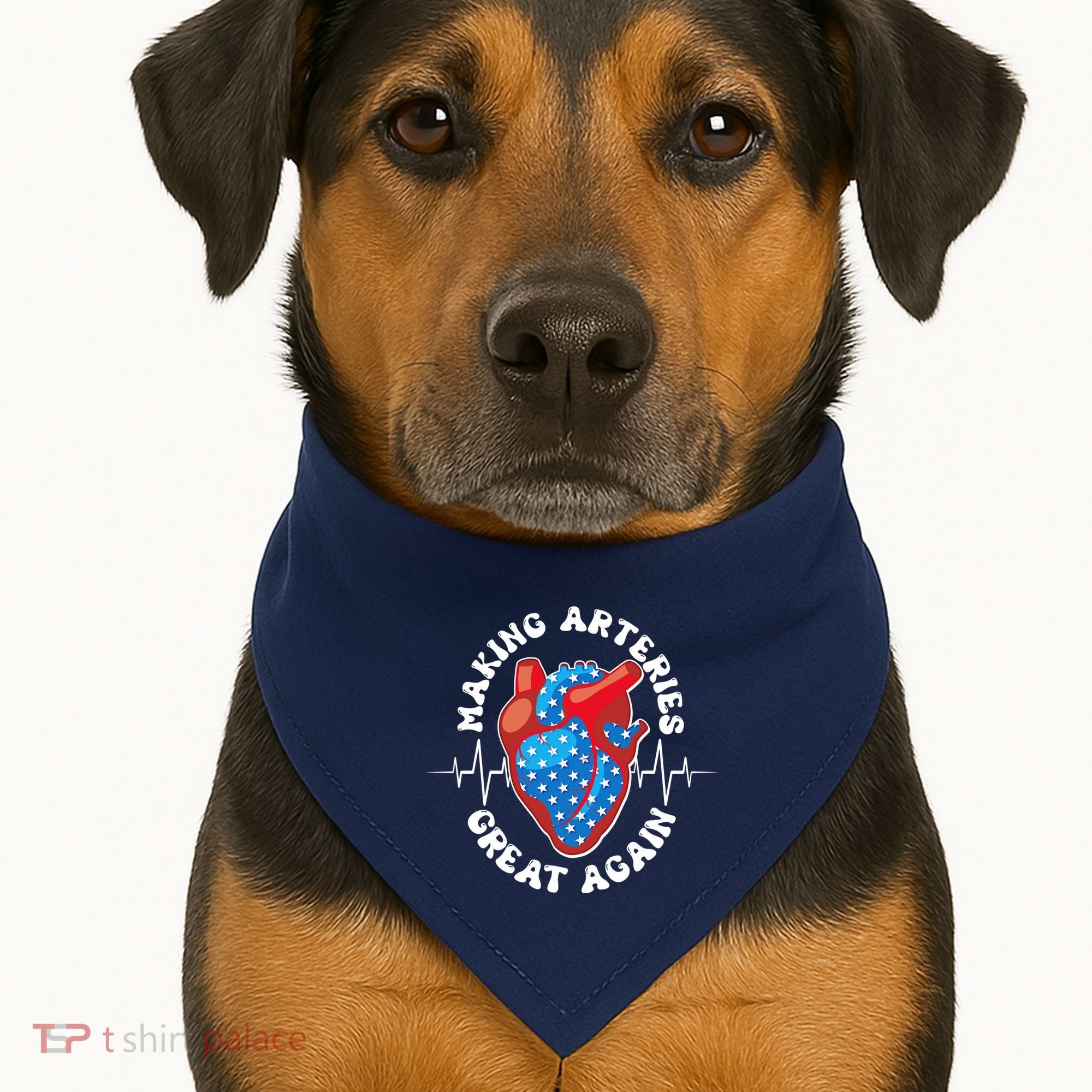 Patriotic Making Arteries Great Again Heart Health USA-Made Doggie Bandana
