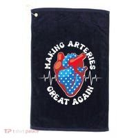 Patriotic Making Arteries Great Again Heart Health Golf Towel thumb 0