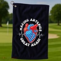 Patriotic Making Arteries Great Again Heart Health Golf Towel thumb 1