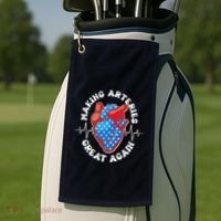 Patriotic Making Arteries Great Again Heart Health Golf Towel thumb 2