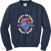Patriotic Making Arteries Great Again Heart Health Kids Sweatshirt thumb 0