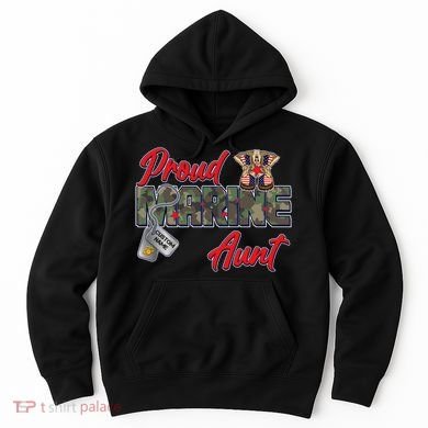 Proud Marine Aunt Personalize Dog Tags Hoodie