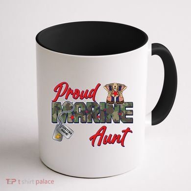 Proud Marine Aunt Personalize Dog Tags Coffee Mug back