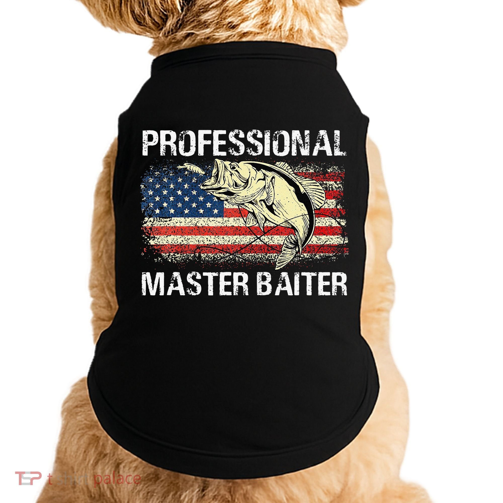 Professional Master Baiter Retro American Flag Funny Fishing Doggie Tank