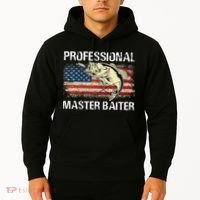 Professional Master Baiter Retro American Flag Funny Fishing Hoodie thumb 2