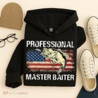 Professional Master Baiter Retro American Flag Funny Fishing Hoodie thumb 4