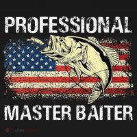 Professional Master Baiter Retro American Flag Funny Fishing Sweatshirt thumb 3