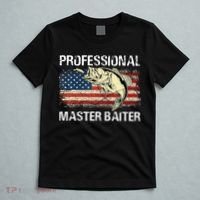 Professional Master Baiter Retro American Flag Funny Fishing T-Shirt thumb 5