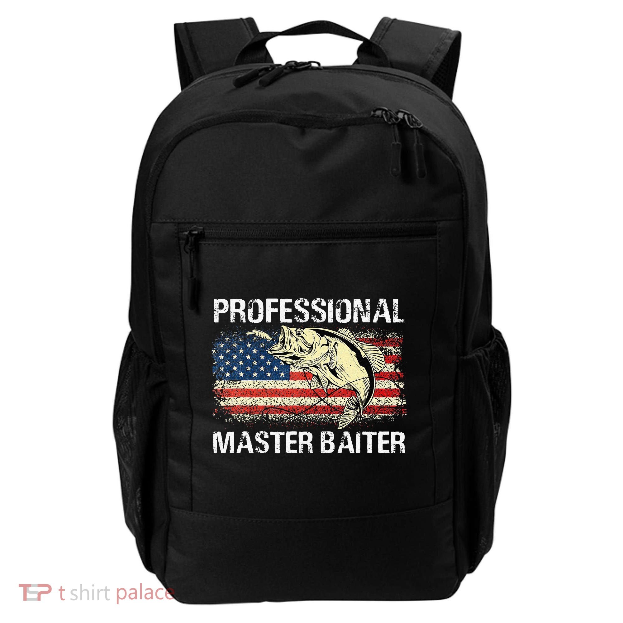 Professional Master Baiter Retro American Flag Funny Fishing Backpack