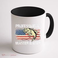 Professional Master Baiter Retro American Flag Funny Fishing Coffee Mug thumb 1
