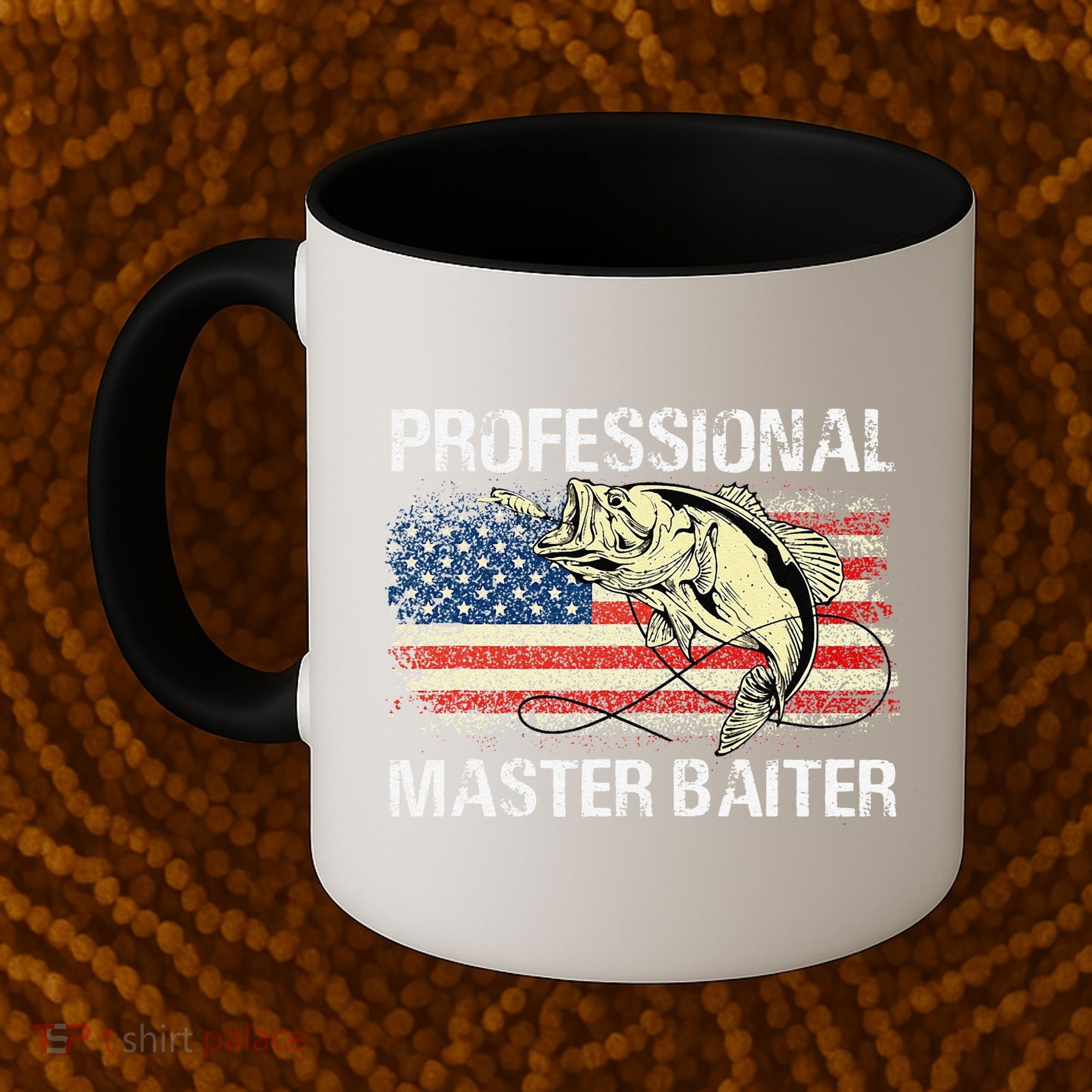 Professional Master Baiter Retro American Flag Funny Fishing Coffee Mug