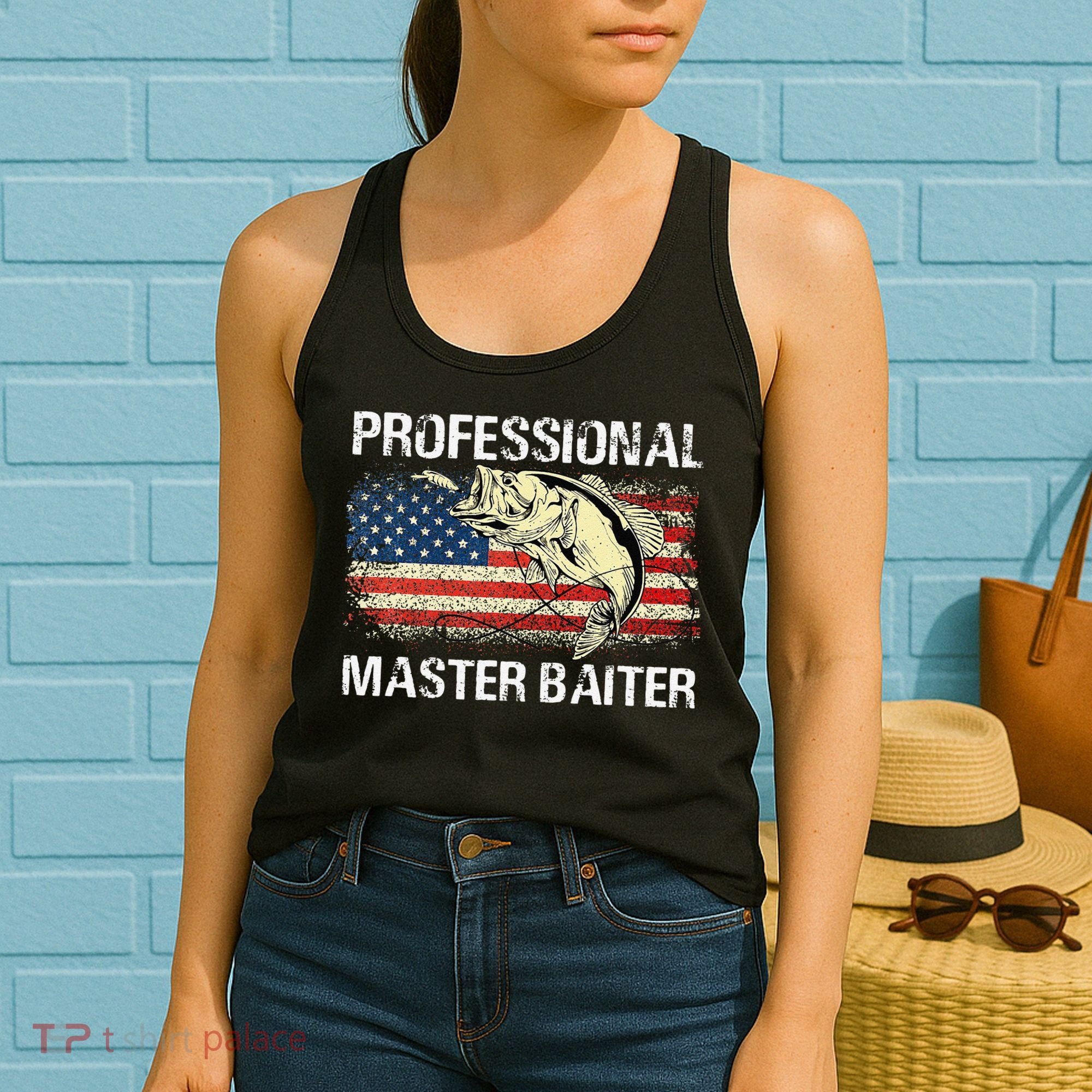 Professional Master Baiter Retro American Flag Funny Fishing Women's Tank Top