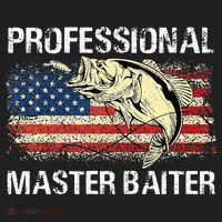 Professional Master Baiter Retro American Flag Funny Fishing Hat thumb 2