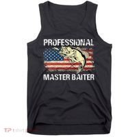 Professional Master Baiter Retro American Flag Funny Fishing Tank Top thumb 0