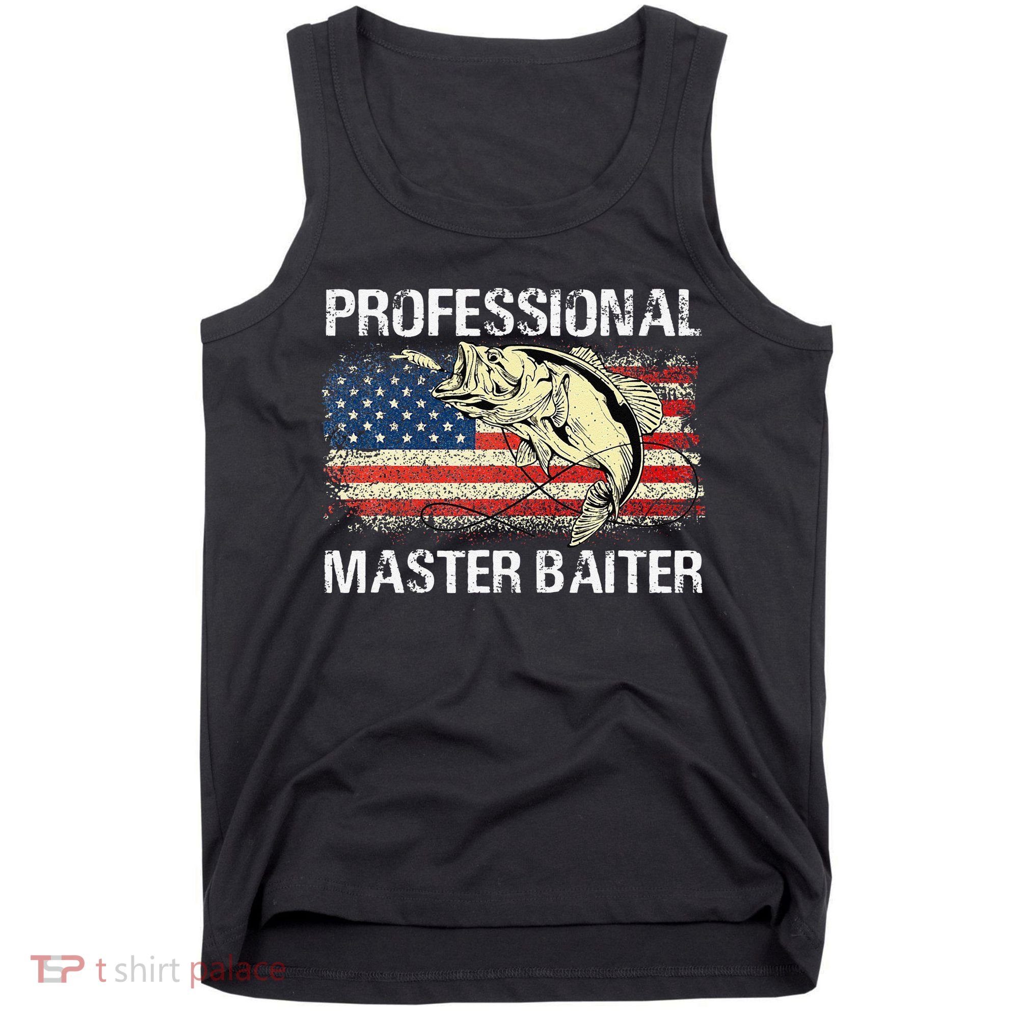 Professional Master Baiter Retro American Flag Funny Fishing Tank Top