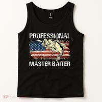 Professional Master Baiter Retro American Flag Funny Fishing Tank Top thumb 2