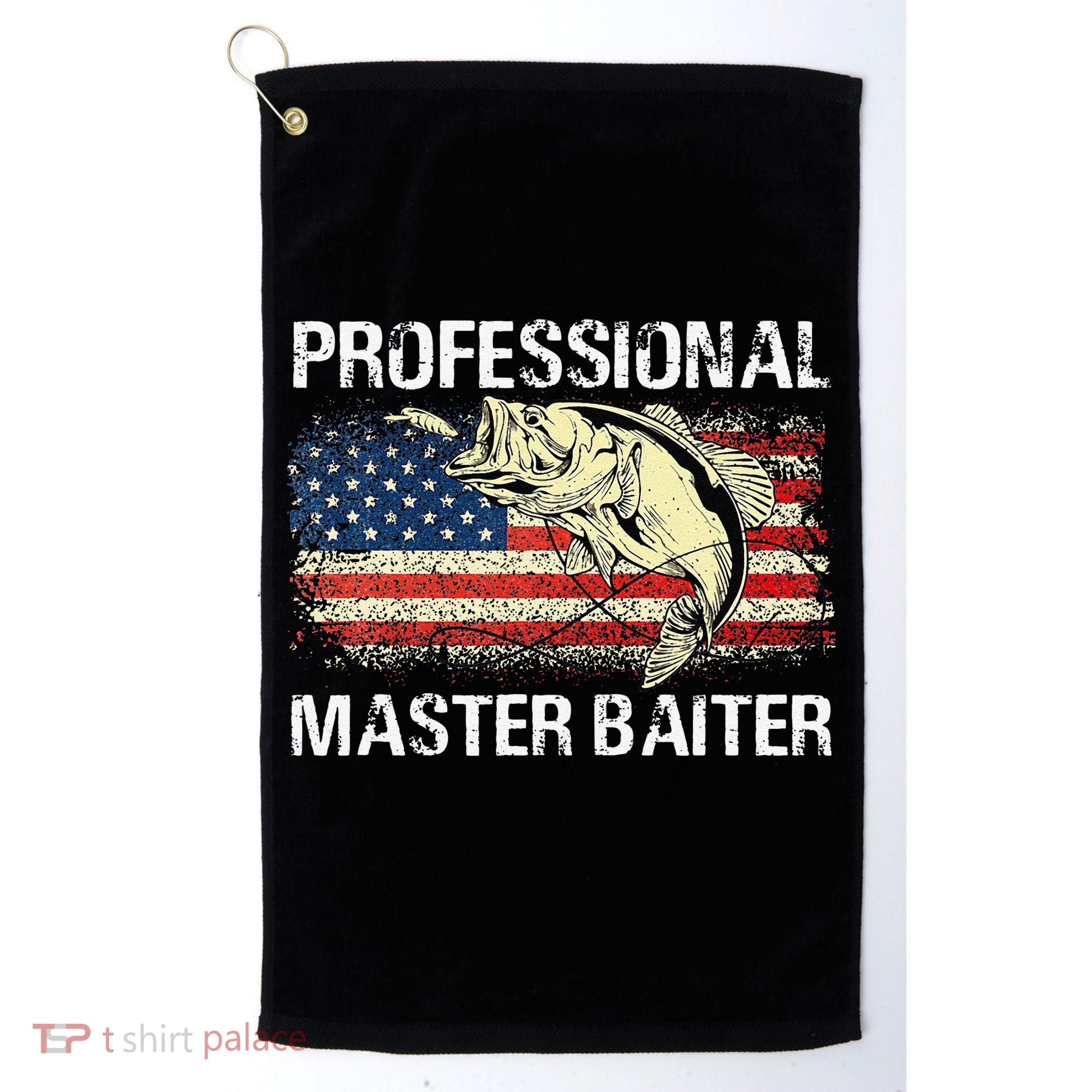 Professional Master Baiter Retro American Flag Funny Fishing Golf Towel