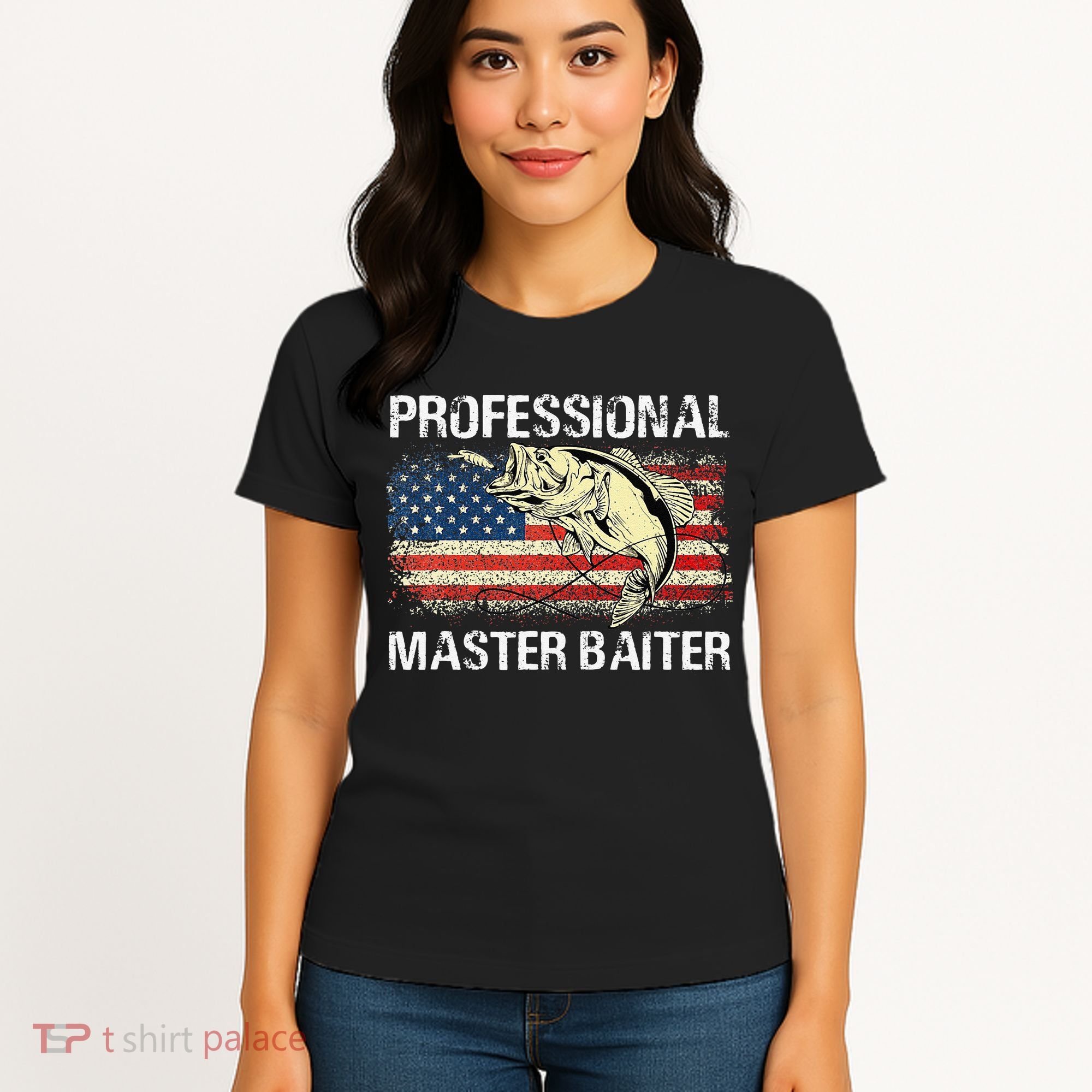 Professional Master Baiter Retro American Flag Funny Fishing Women's T-Shirt