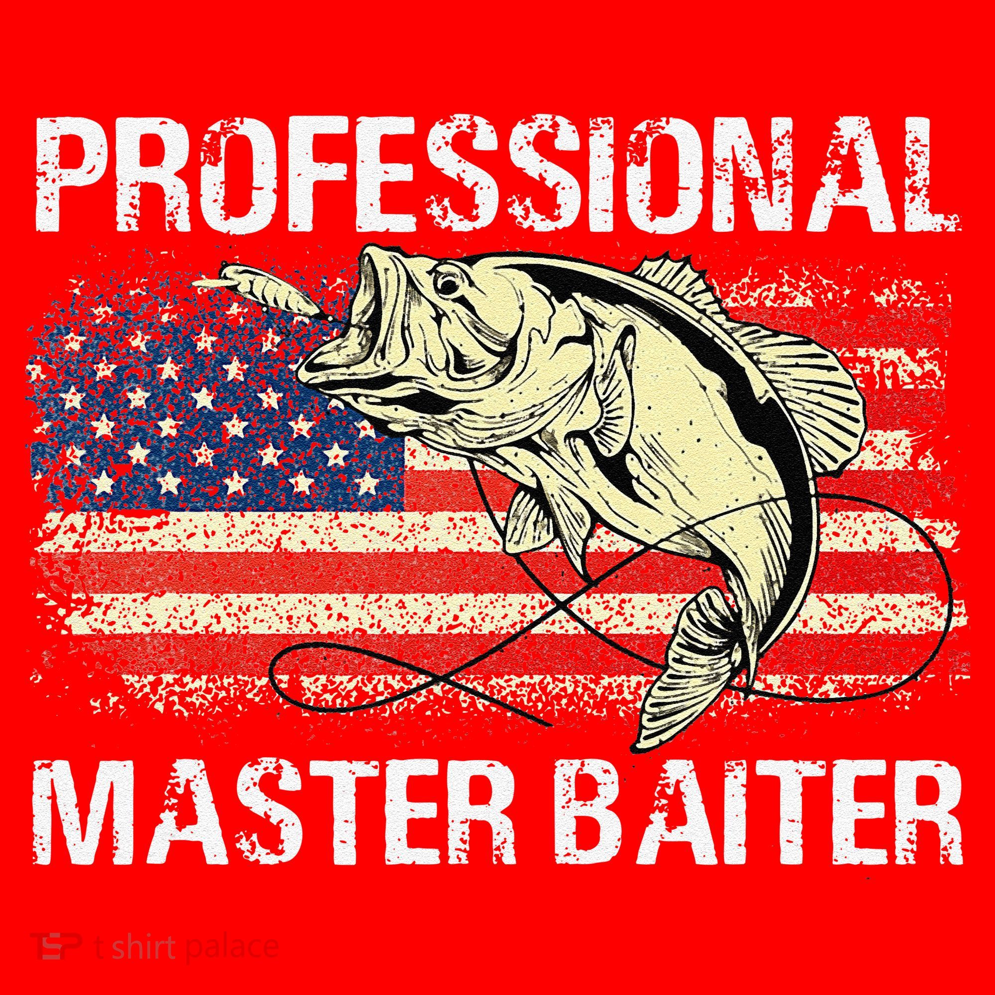 Professional Master Baiter Retro American Flag Funny Fishing Santa Hat