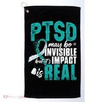 Ptsd May Be Invisible Ptsd Awareness Month Cool Gift Golf Towel thumb 0