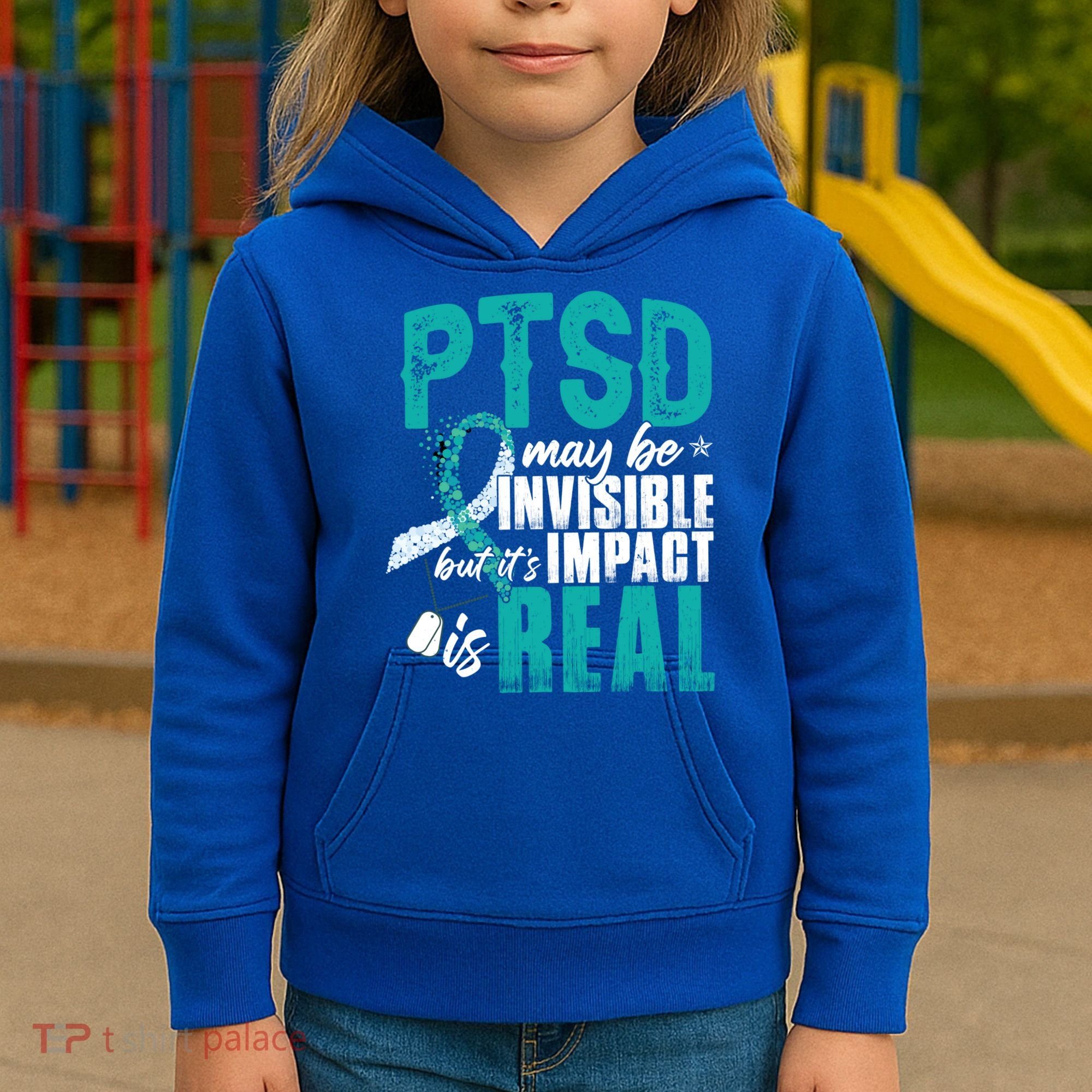 Ptsd May Be Invisible Ptsd Awareness Month Cool Gift Kids Hoodie