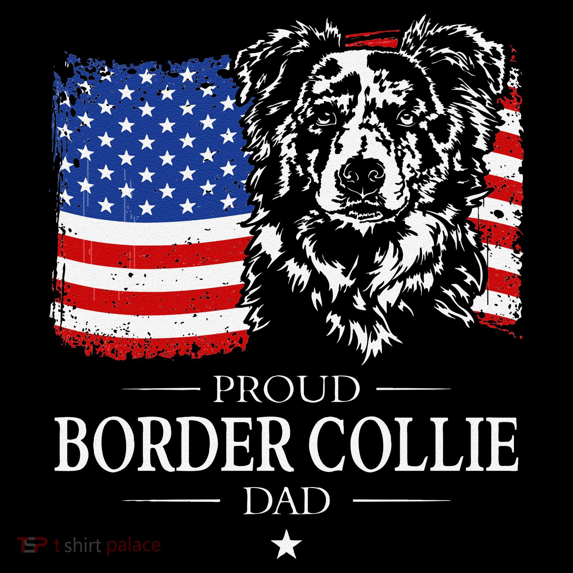 Proud Merle Border Collie Dad American Flag Patriotic Dog Coffee Mug