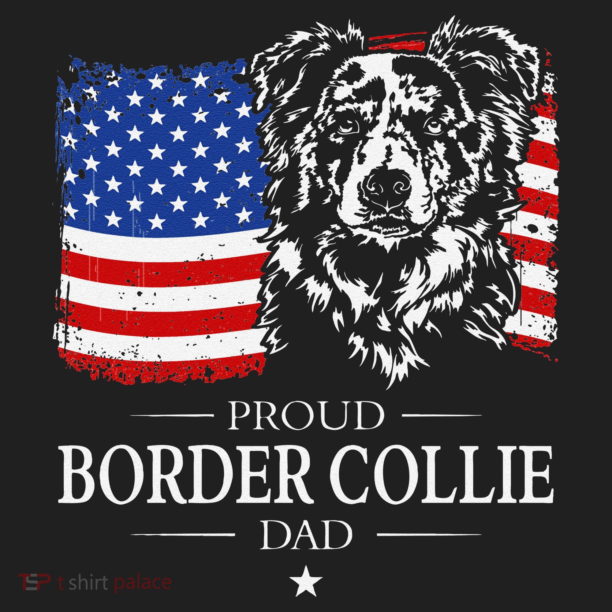Proud Merle Border Collie Dad American Flag Patriotic Dog Beanie