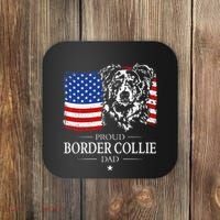 Proud Merle Border Collie Dad American Flag Patriotic Dog Coaster thumb 0