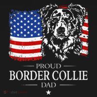 Proud Merle Border Collie Dad American Flag Patriotic Dog Coaster thumb 2