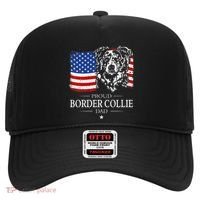Proud Merle Border Collie Dad American Flag Patriotic Dog Hat thumb 0