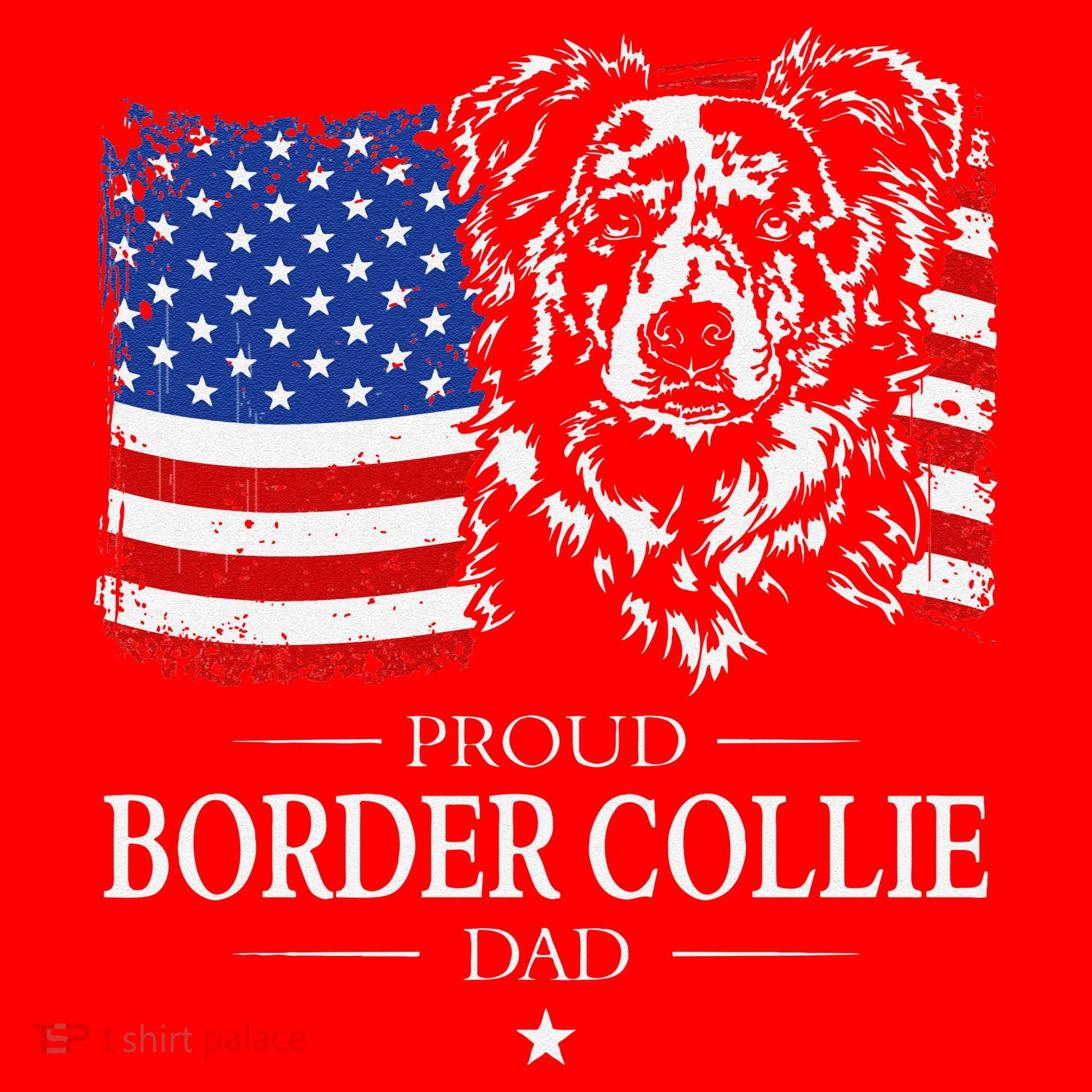 Proud Merle Border Collie Dad American Flag Patriotic Dog Santa Hat