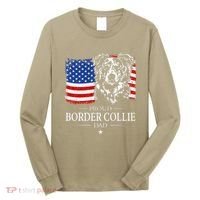 Proud Merle Border Collie Dad American Flag Patriotic Dog Long Sleeve Shirt thumb 0